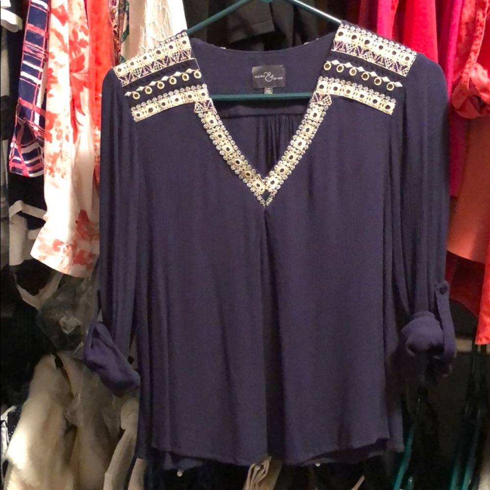 MARKET & SPRUCE- Stitch Fix Navy Top